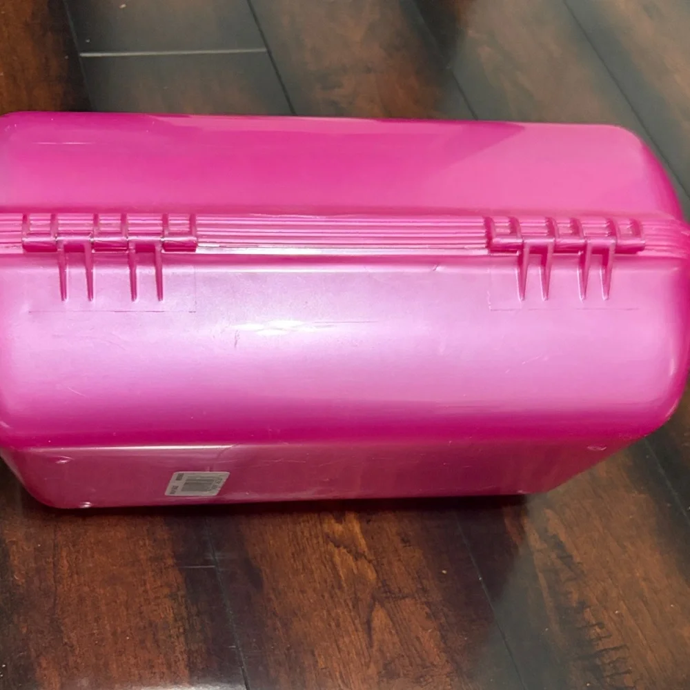 Caboodles Bright Pink Cosmetic Case with Multicolored Polka Snap